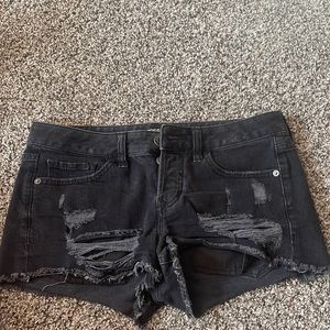 Black Express distressed jean shorts
